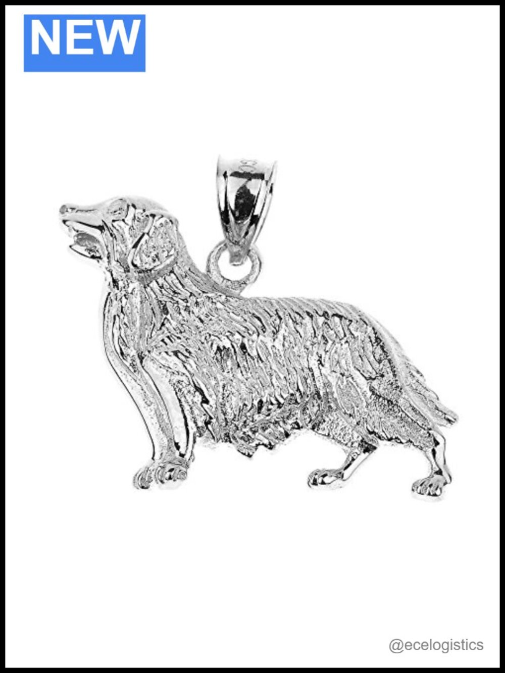 Sterling Silver Golden Retriever Dog Pendant Necklace Charm